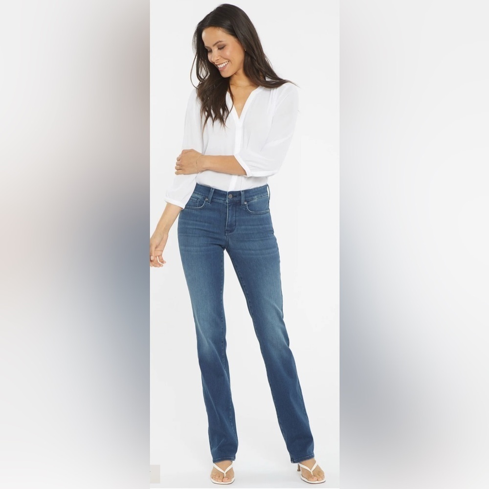 NYDJ Sz 14 High Rise Marylin Straight Dark Wash Jeans in Presley Collur NEW